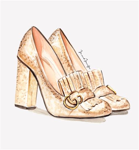 gucci shoes drawn|Gucci thick heels.